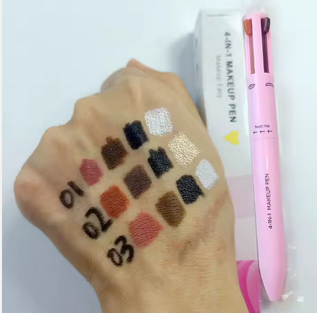 Individuelles Logo 4-in-1 Kosmetikstift 4 Farben Lippenkonturenstift /Hochglanz Eyeliner /Augenbrauenstift / Makeup Stift