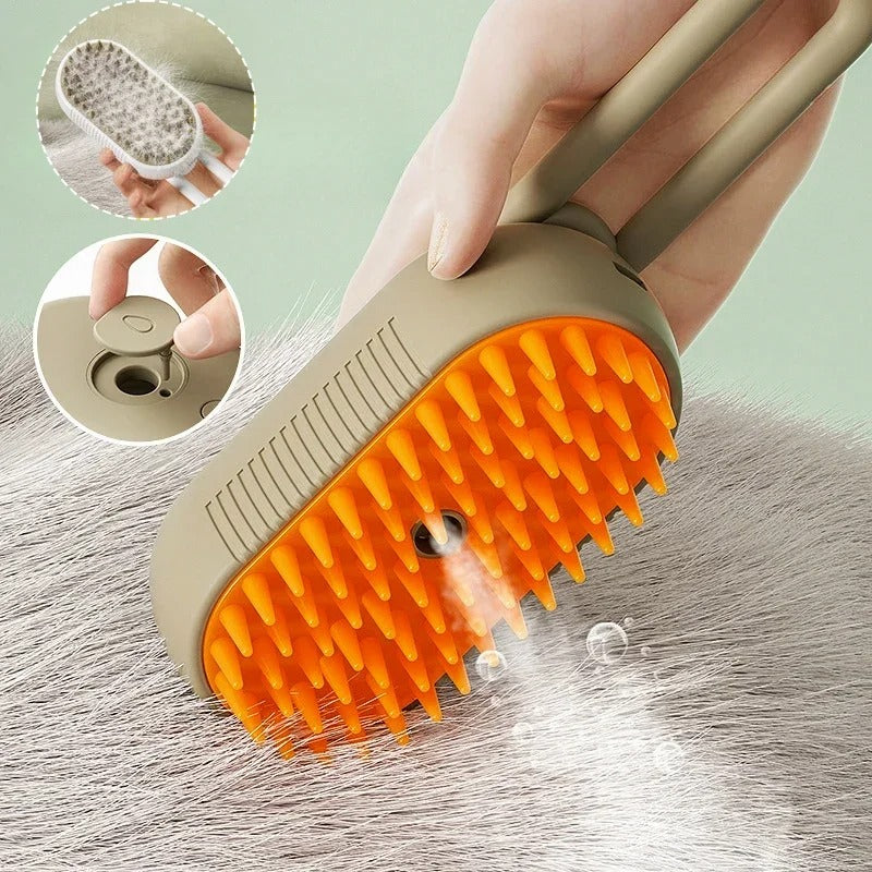 3 in 1 faltbare selbstreinigende Pflegehaarbürste mit Wasserspray / Dampfbürste für Haustiere