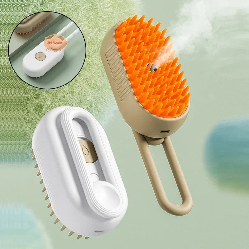 3 in 1 faltbare selbstreinigende Pflegehaarbürste mit Wasserspray / Dampfbürste für Haustiere