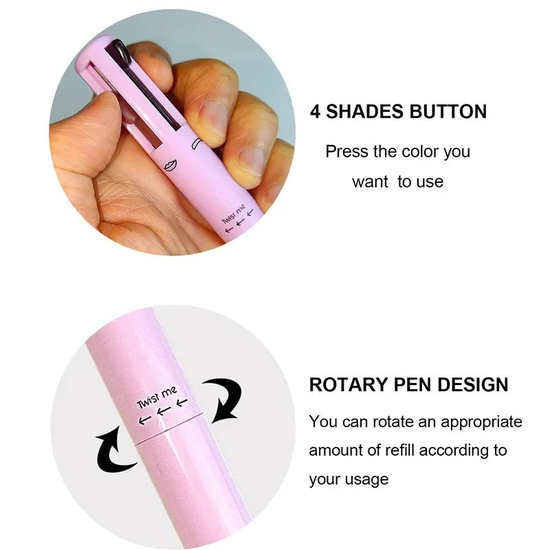 Individuelles Logo 4-in-1 Kosmetikstift 4 Farben Lippenkonturenstift /Hochglanz Eyeliner /Augenbrauenstift / Makeup Stift