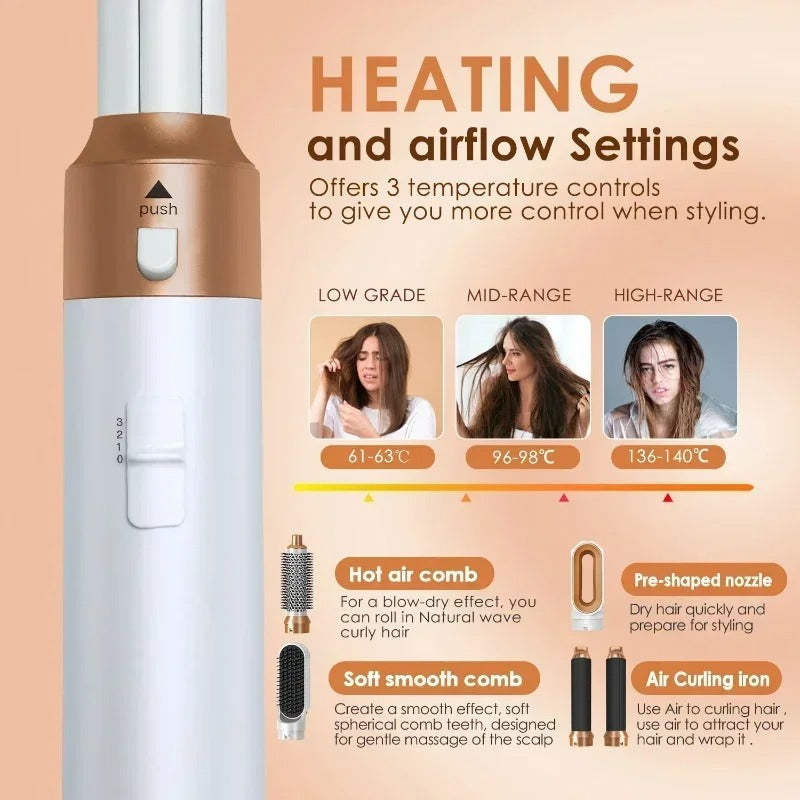 5 in 1 Haartrockner Heißer Kamm Set Professionelle Lockenstab Haarglätter Styling Werkzeug Für Airwrap Haartrockner